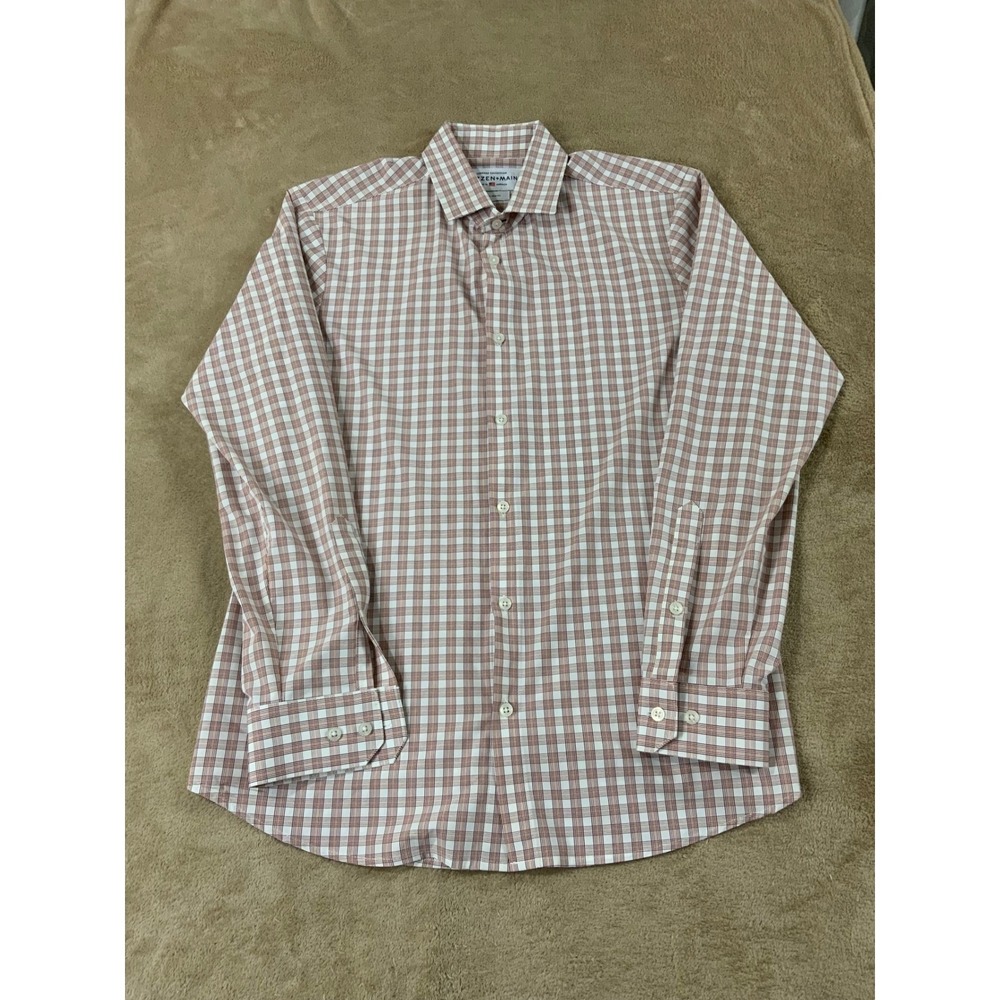 Mizzen+Main Leeward Trim Fit mens size Large Red plaid Button Up long sleeve EUC